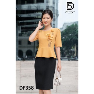Fivedays - Đầm peplum thêu cao cấp