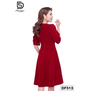 Fivedays - Đầm nhung nơ cổ