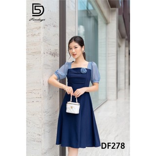 Fivedays - Đầm xoè phối cổ vuông