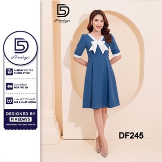 Fivedays - Đầm xoè cổ V phối nơ