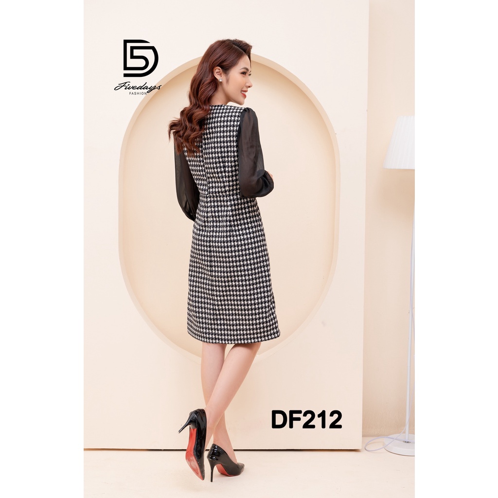 Fivedays - Đầm Xốp xương cá phối tay voan