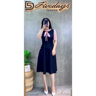 Đầm cổ bèo nơ eo FIVEDAYS
