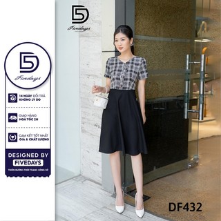 Đầm xoè phối kẻ fivedays