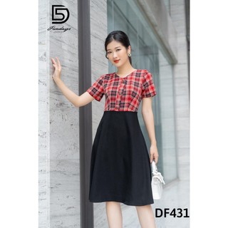Đầm xoè phối kẻ FIVEDAYS