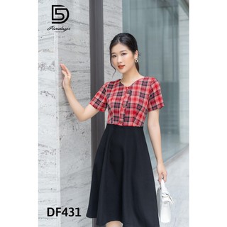 Đầm xoè phối kẻ FIVEDAYS