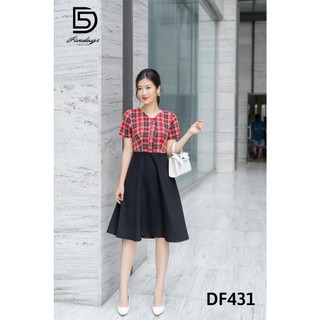 Đầm xoè phối kẻ FIVEDAYS