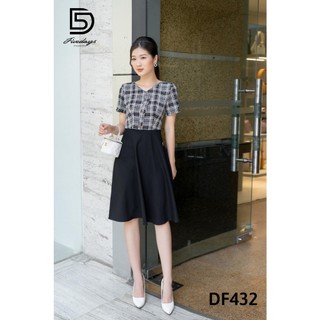 Đầm xoè phối kẻ FIVEDAYS
