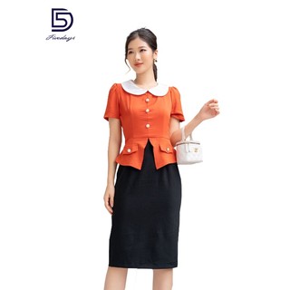 Đầm peplum cổ sen trắng fivedays