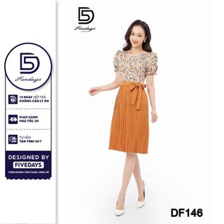 Fivedays - Đầm hoa phối thân trên dập ly