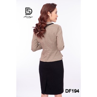 Fivedays - Đầm Peplum kẻ viền cổ