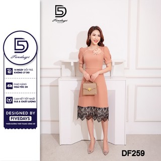 Fivedays - Đầm dáng A phối ren gấu
