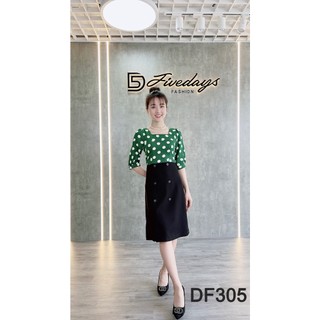 Fivedays - Đầm A phối chấm bi
