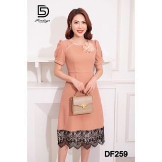 Fivedays - Đầm dáng A phối ren gấu