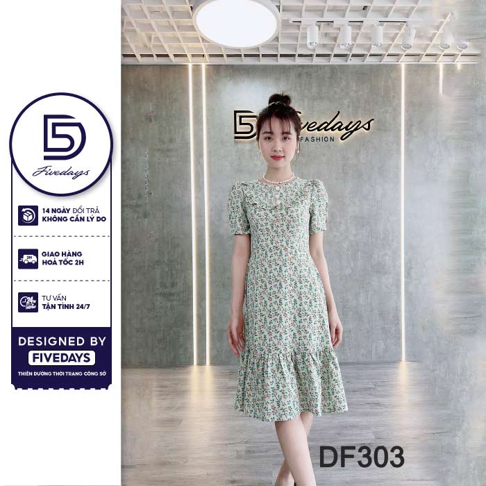 Fivedays - Đầm hoa lụa 2 lớp