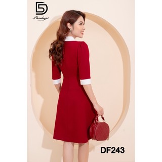 Fivedays - Đầm cổ ve phối trắng cúc ngọc