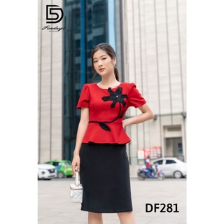 Fivedays - Đầm Peplum thêu hoa