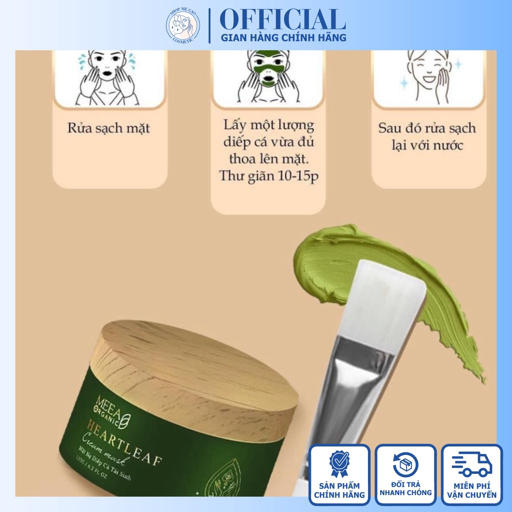 Tặng Cọ] Mặt Nạ Mask Diếp Cá Tái Sinh Meea Organic Giup Da Mềm Mịn, Trắng Sáng, Giảm Thâm, Làm Mờ Thâm Nám