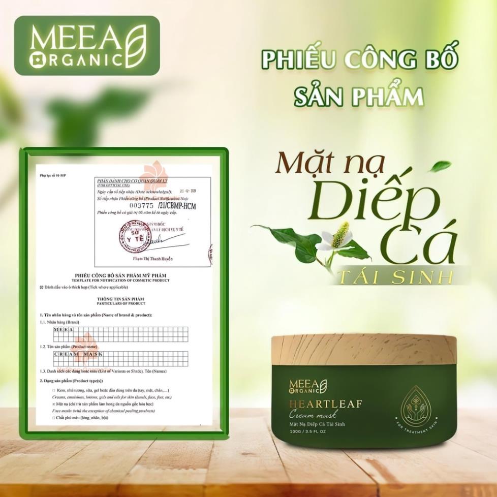 Mặt nạ diếp cá tái sinh MEEA ORGANIC - Mask diếp cá dưỡng trắng da se khít lỗ chân lông