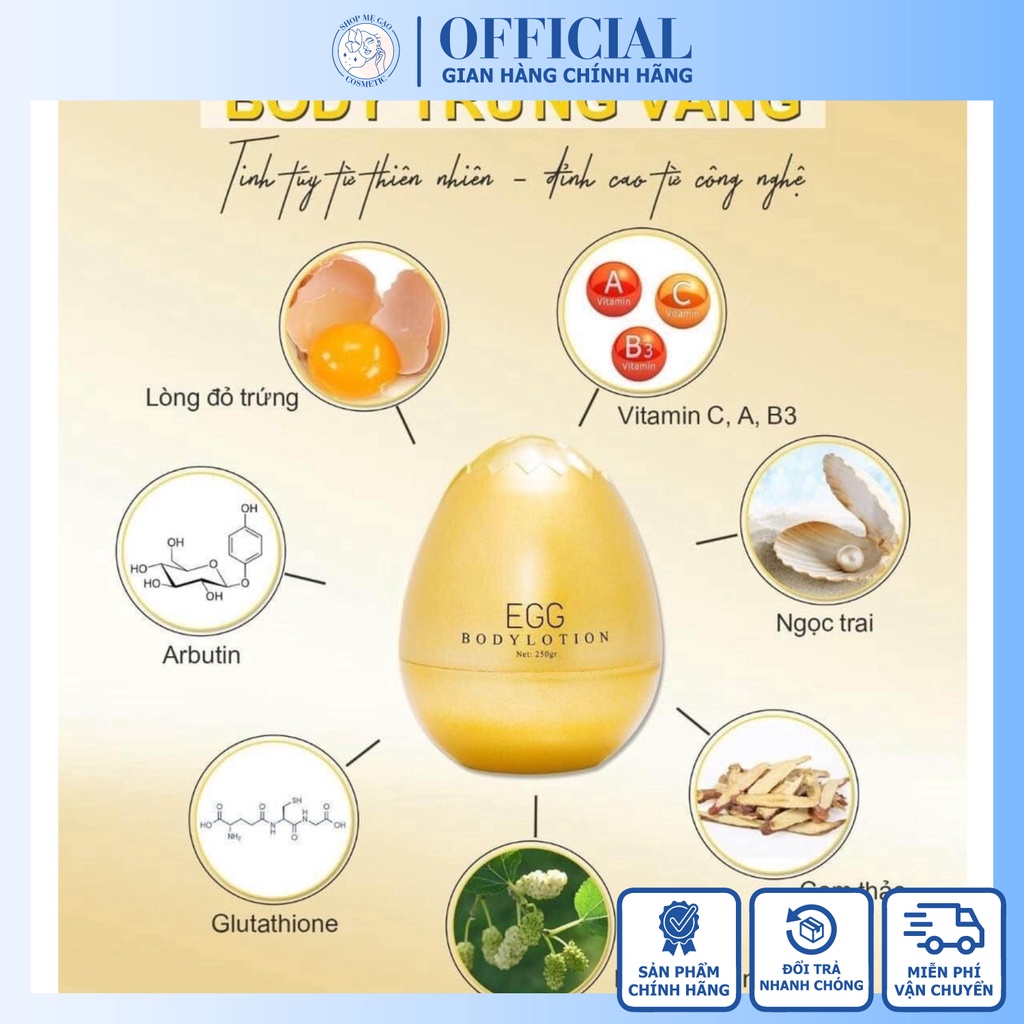 Kem Body Trứng Vàng Queenie Skin Giúp Da Trắng Sáng, Cấp Ẩm Tốt Cho Da, Ngăn Ngừa Lão Hóa, Se Khít Lỗ Chân Lông | BigBuy360 - bigbuy360.vn