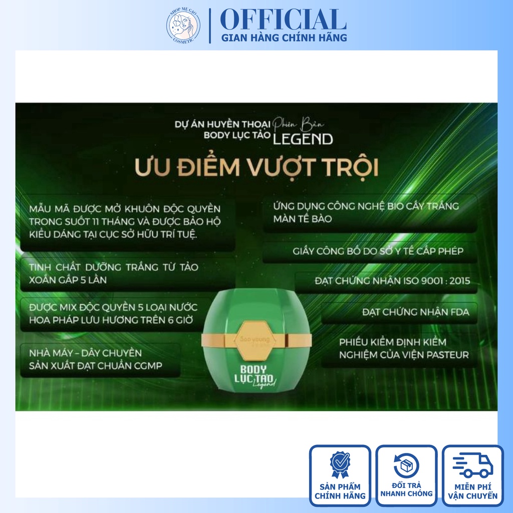 Kem Body Lục Tảo Soo Young Dưỡng Trắng Sáng Da, Mùi Hương Nước Da Dễ Chịu, Giúp Săn Chắc Da, Thấm Hút, Không Bết Rít | BigBuy360 - bigbuy360.vn