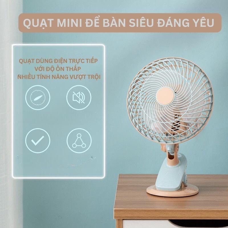 Quạt kẹp mini xoay 180, dùng điện trực tiếp siêu mát