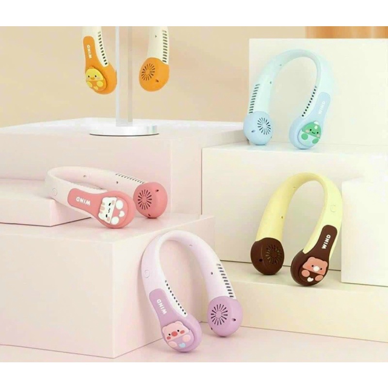 Quạt đeo cổ mini WIND không cánh, quạt mini sạc tích USB điện dung lượng pin cao 3 cấp độ gió