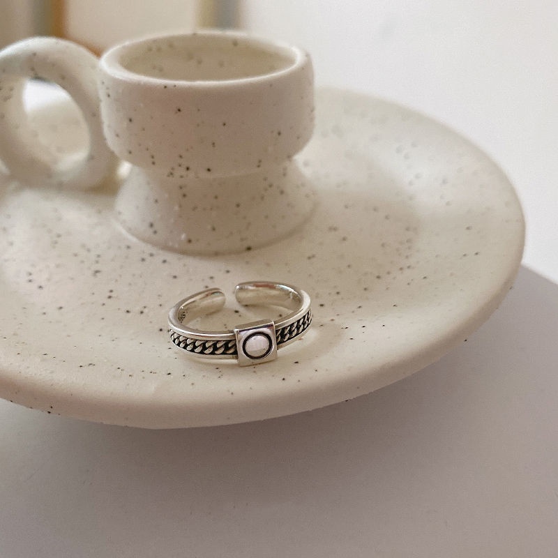 Nhẫn Hở Mạ Bạc 925 Phối Dây Xích Thời Trang Đơn Giản Cá Tính Cho Nữ