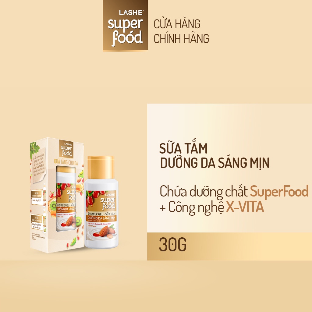 [Hàng tặng không bán] Sữa tắm LASHE SUPERFOOD Dưỡng Da Sáng Mịn 30G | BigBuy360 - bigbuy360.vn