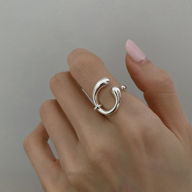 Nhẫn Mạ Bạc 925 Hình Trái Tim Kiểu Cách Trừu Tượng Thời Trang Cho Nữ