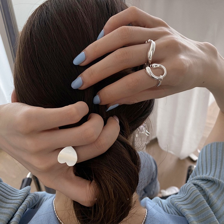 Nhẫn Mạ Bạc 925 Hình Trái Tim Kiểu Cách Trừu Tượng Thời Trang Cho Nữ