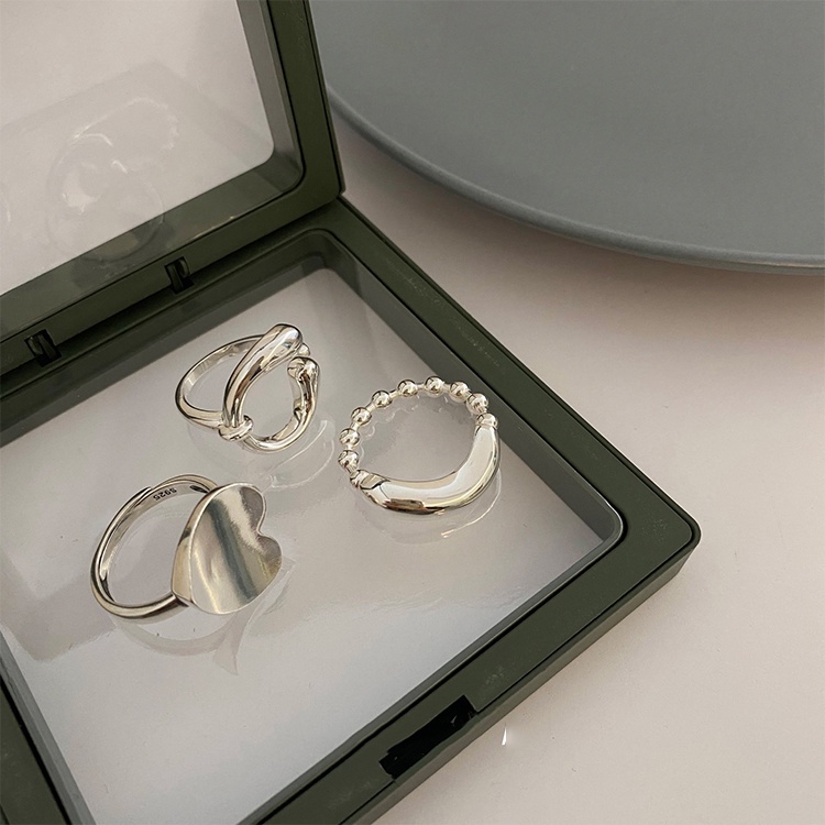 Nhẫn Mạ Bạc 925 Hình Trái Tim Kiểu Cách Trừu Tượng Thời Trang Cho Nữ