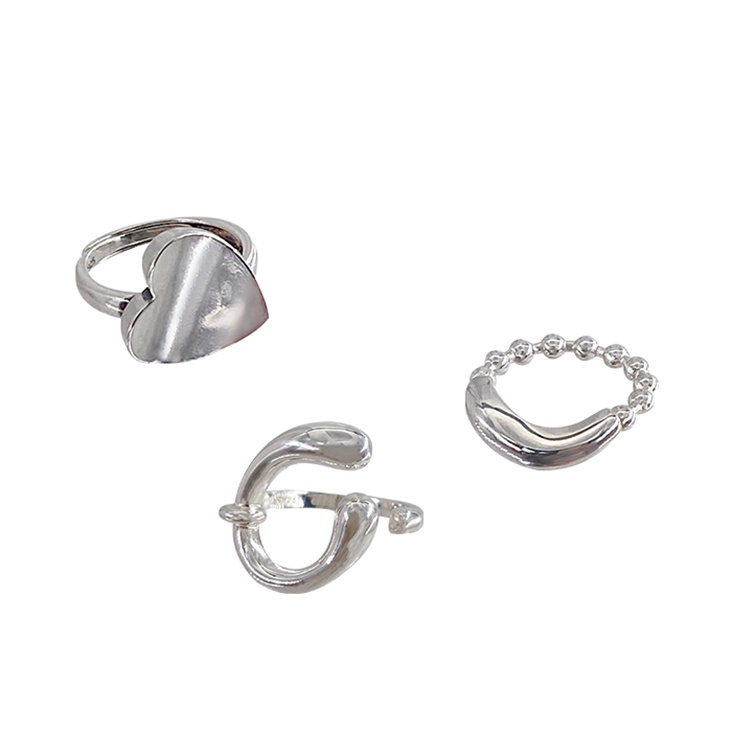 Nhẫn Mạ Bạc 925 Hình Trái Tim Kiểu Cách Trừu Tượng Thời Trang Cho Nữ