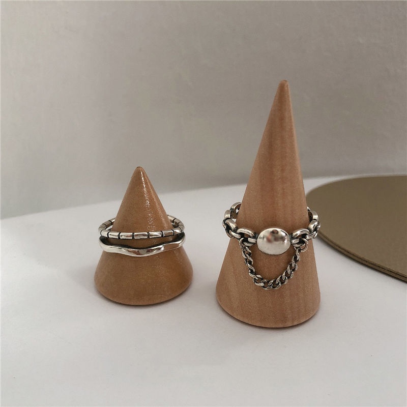 Nhẫn Hai Lớp Bằng Bạc sterling Phong Cách Hàn Quốc Thời Trang Cho Nữ