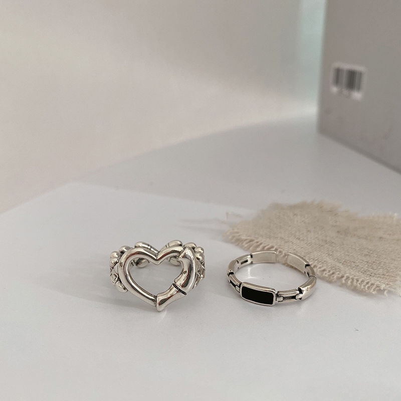 Nhẫn Hở Mạ Bạc 925 Hình Trái Tim Thời Trang Có Thể Điều Chỉnh