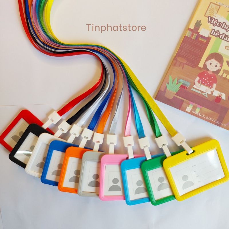 Thẻ đeo bảng tên, dây đeo thẻ nhân viên 1cm màu sắc tươi sáng kiểu dáng sang trọng gồm nhiều màu, kích thước 100mm x80mm