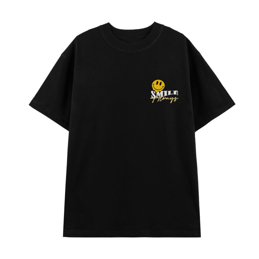 ÁO THUN UNISEX MẶT CƯỜI SM TRƯỚC NGỰC FORM ĐẸP CHẤT MÁT