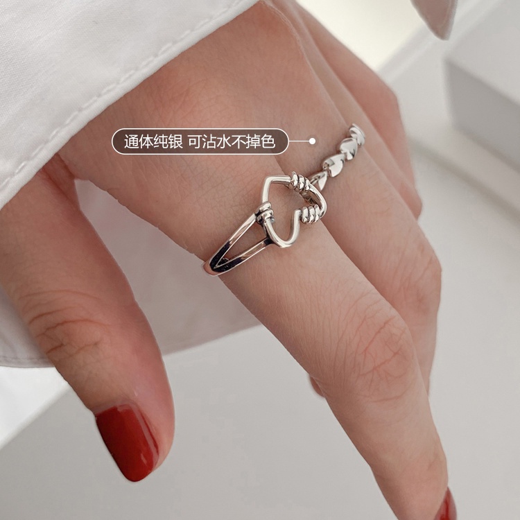 Nhẫn Hở Mạ Bạc 925 Thiết Kế Đơn Giản Sang Trọng Có Thể Điều Chỉnh Kích Cỡ