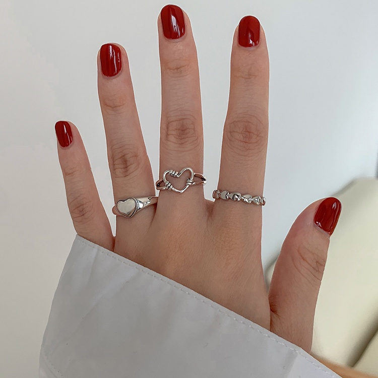 Nhẫn Hở Mạ Bạc 925 Thiết Kế Đơn Giản Sang Trọng Có Thể Điều Chỉnh Kích Cỡ