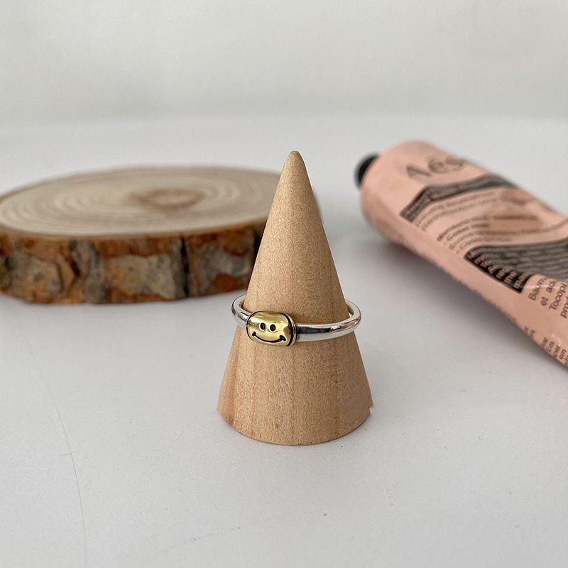 Nhẫn Hở Mạ Bạc 925 Hình Mặt Cười Đơn Giản Cá Tính Thời Trang Hàn Quốc Cho Nữ