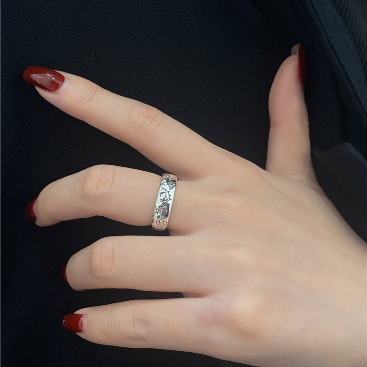 Nhẫn Hở Mạ Bạc 925 Họa Tiết Hoàng Tử graffiti Sang Trọng Thời Trang 2022