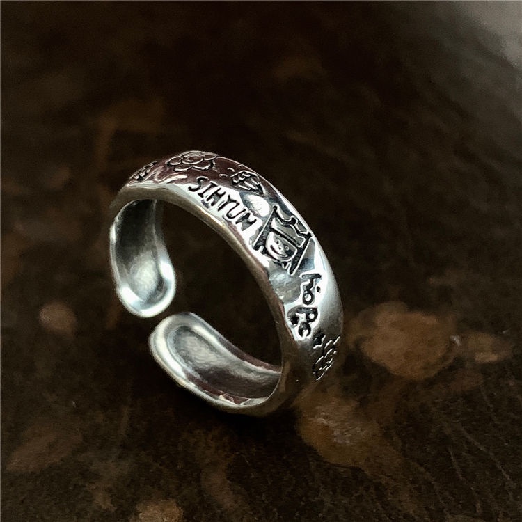 Nhẫn Hở Mạ Bạc 925 Họa Tiết Hoàng Tử graffiti Sang Trọng Thời Trang 2022