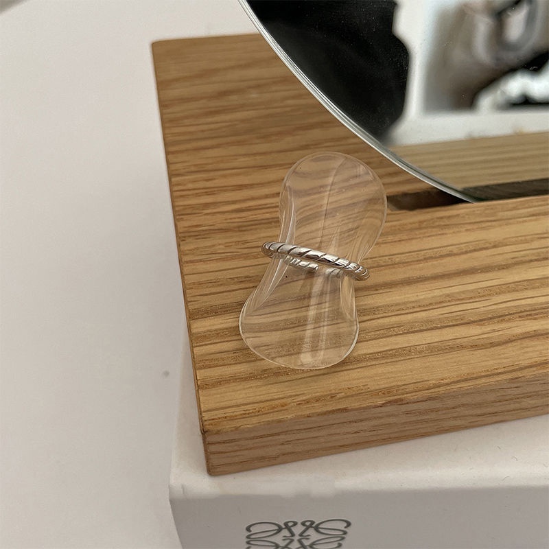 Nhẫn Hở Mạ Bạc 925 Hình Chiếc Lá Không Phai Màu Thiết Kế Đơn Giản Cho Nữ