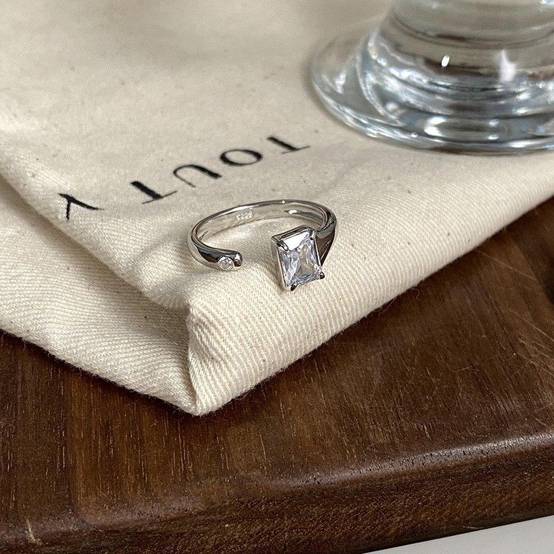 Nhẫn Hở Mạ Bạc 925 Đính Đá Hình Hoa Hồng Sang Trọng Thời Trang 2023