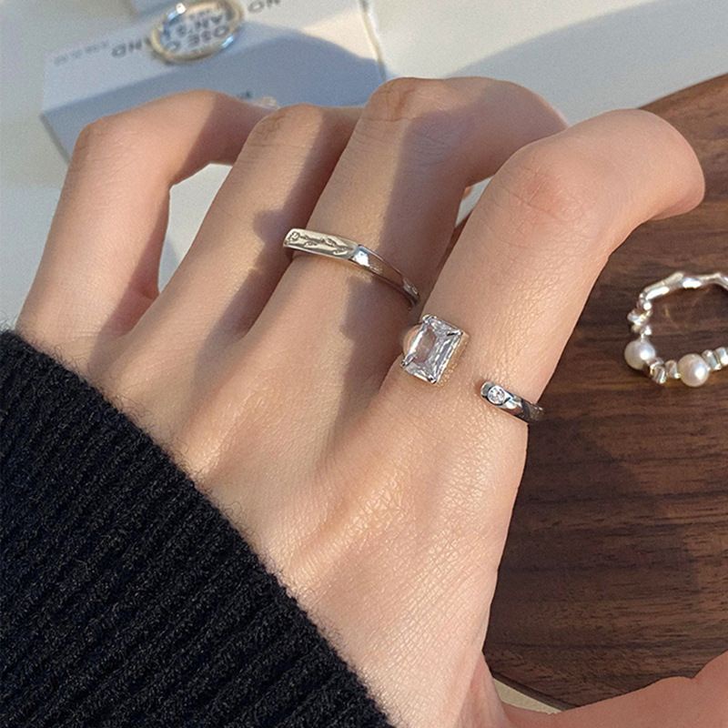 Nhẫn Hở Mạ Bạc 925 Đính Đá Hình Hoa Hồng Sang Trọng Thời Trang 2023