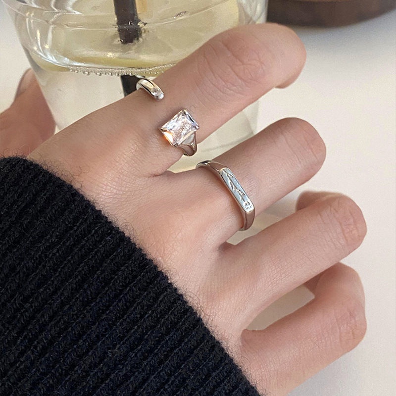 Nhẫn Hở Mạ Bạc 925 Đính Đá Hình Hoa Hồng Sang Trọng Thời Trang 2023