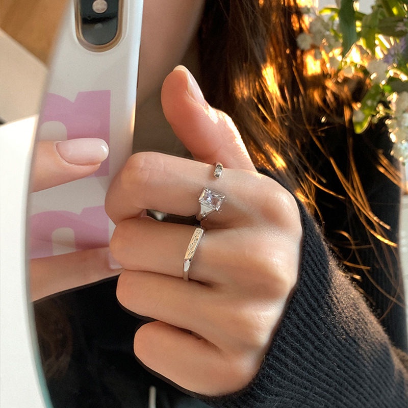 Nhẫn Hở Mạ Bạc 925 Đính Đá Hình Hoa Hồng Sang Trọng Thời Trang 2023