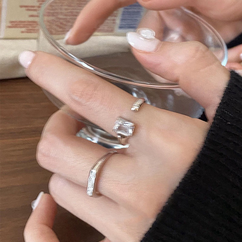 Nhẫn Hở Mạ Bạc 925 Đính Đá Hình Hoa Hồng Sang Trọng Thời Trang 2023