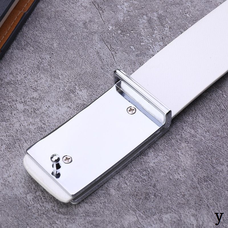 Thắt Lưng Da Bò Màu Trắng Khóa Cài Kiểu Hàn Quốc Thời Trang Cho Nam