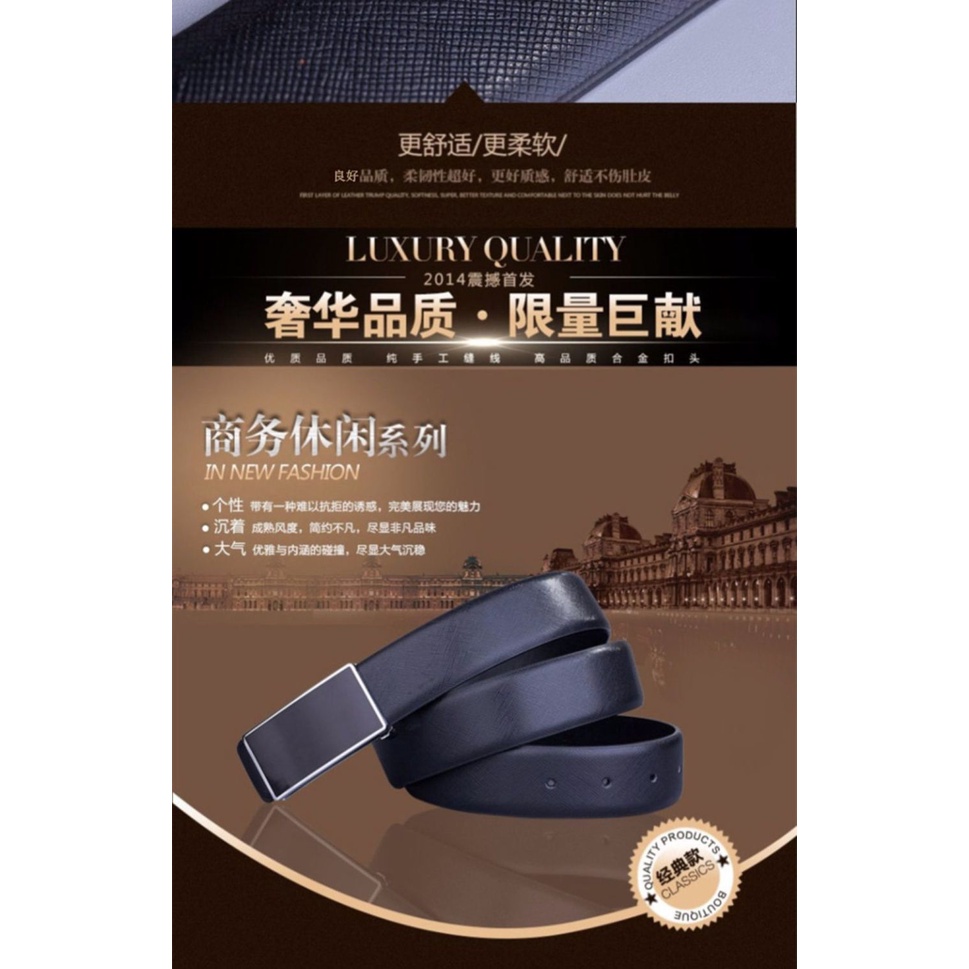 Thắt Lưng Da Bò Màu Trắng Khóa Cài Kiểu Hàn Quốc Thời Trang Cho Nam