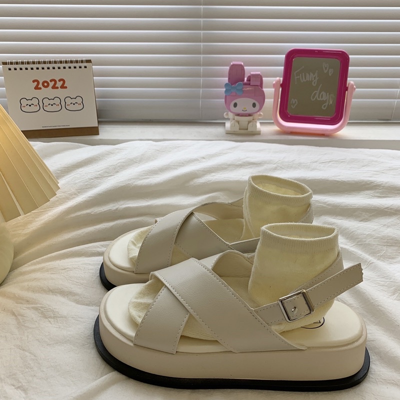 Sandal Quai Chéo Đế Cao 4cm Phong Cách Hàn Quốc M71